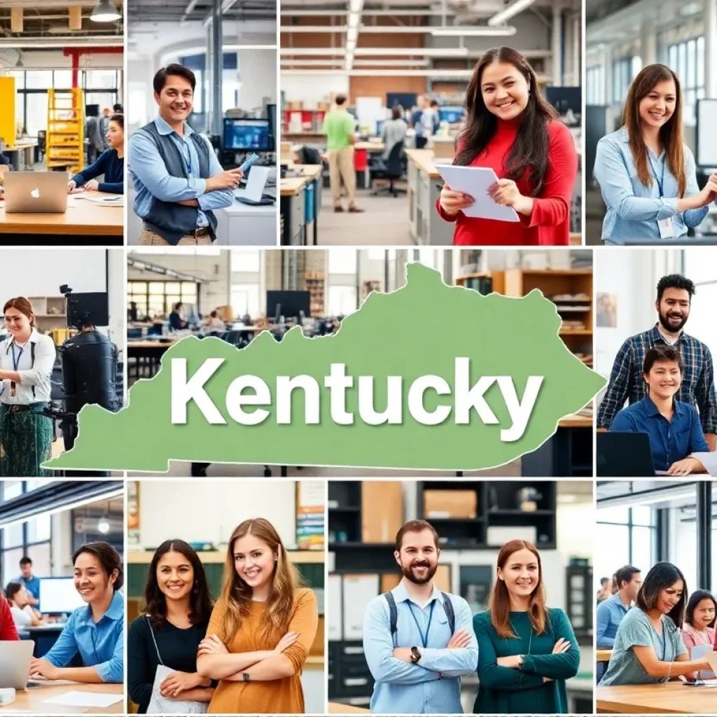 Collage of workplaces and employees in Kentucky