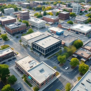 Aerial view of Bowling Green showing active economic development.