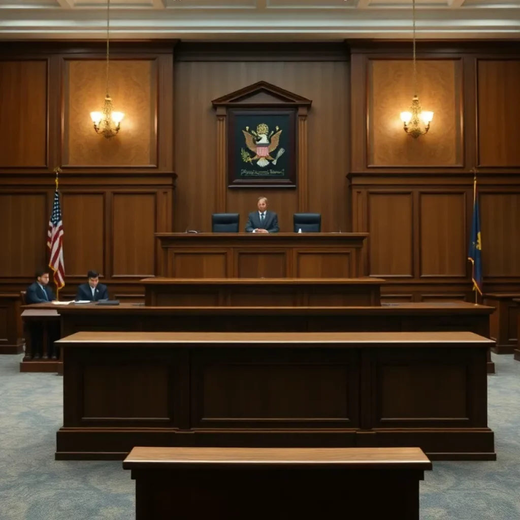 Courtroom representation in a trial for a missing persons case