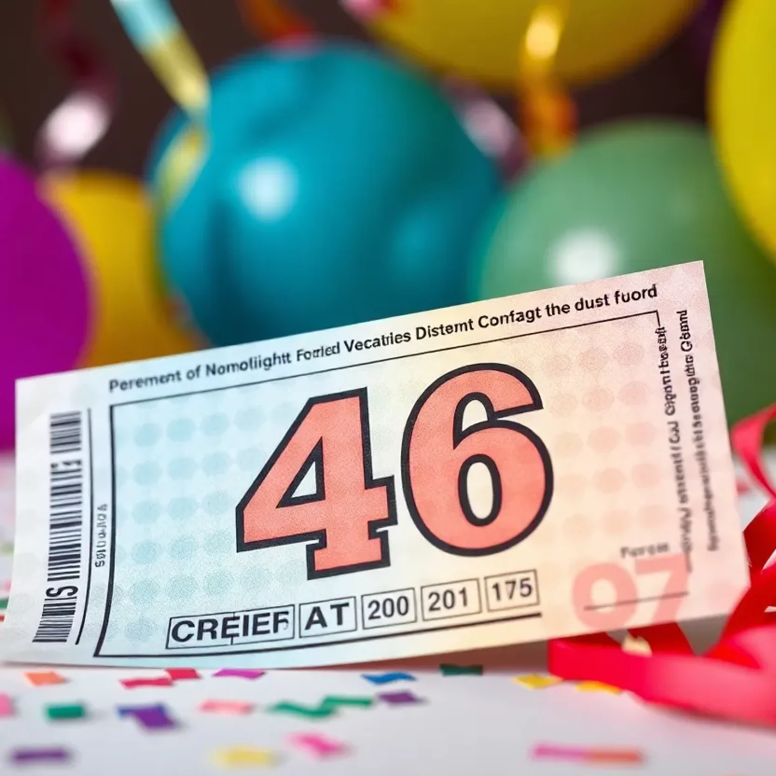 Winning Kentucky Lottery scratch-off ticket with confetti