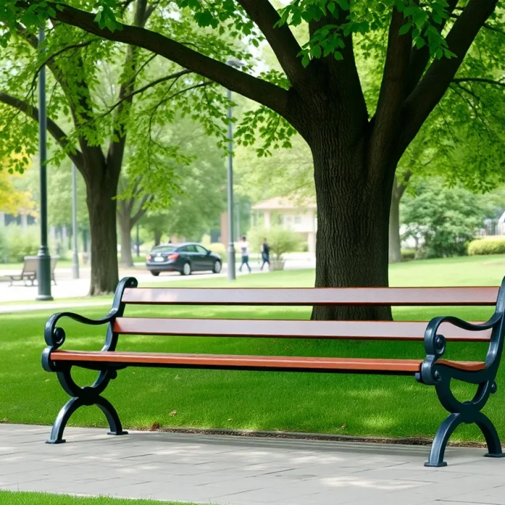 Park bench in a serene public park