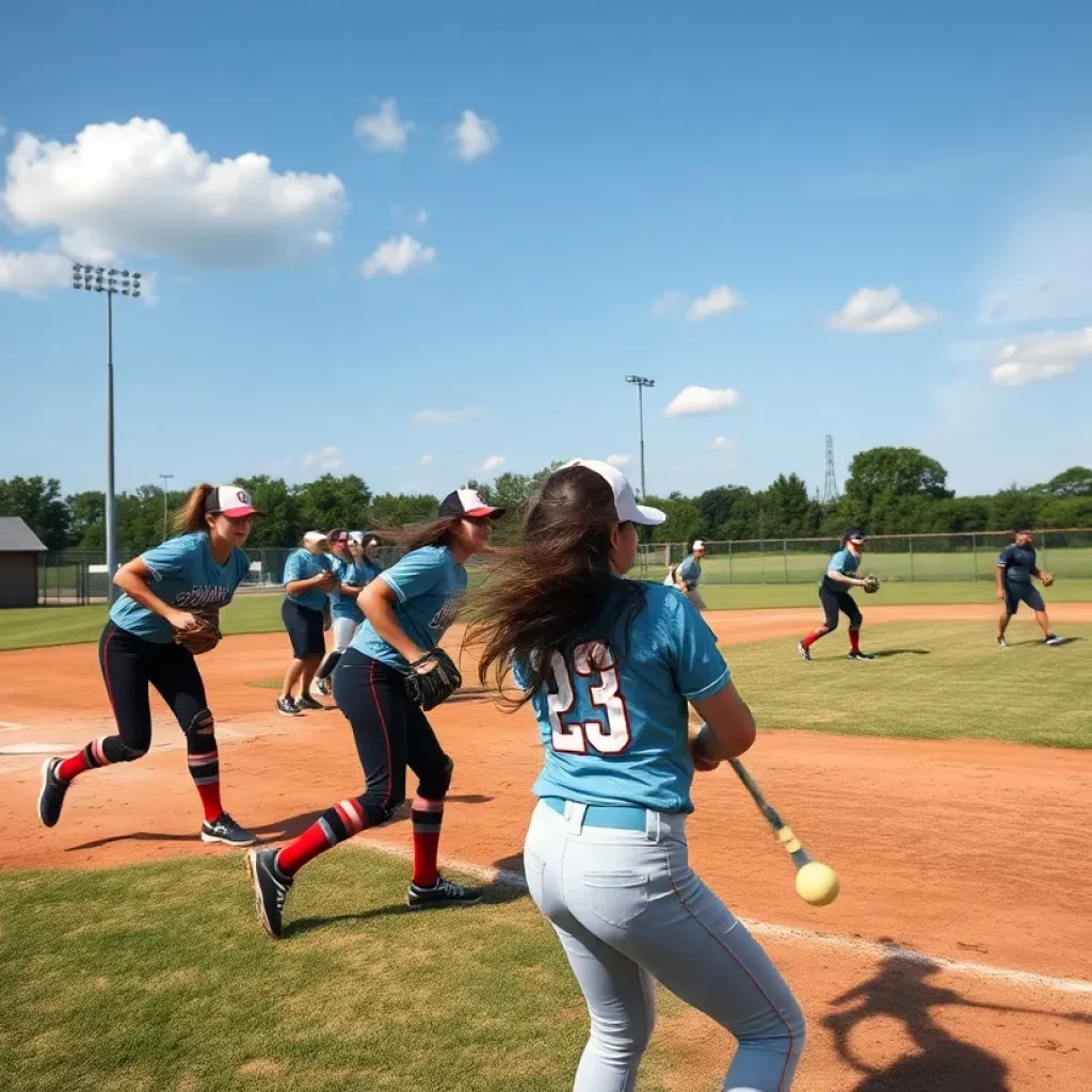 South Warren softball players celebrating their victory