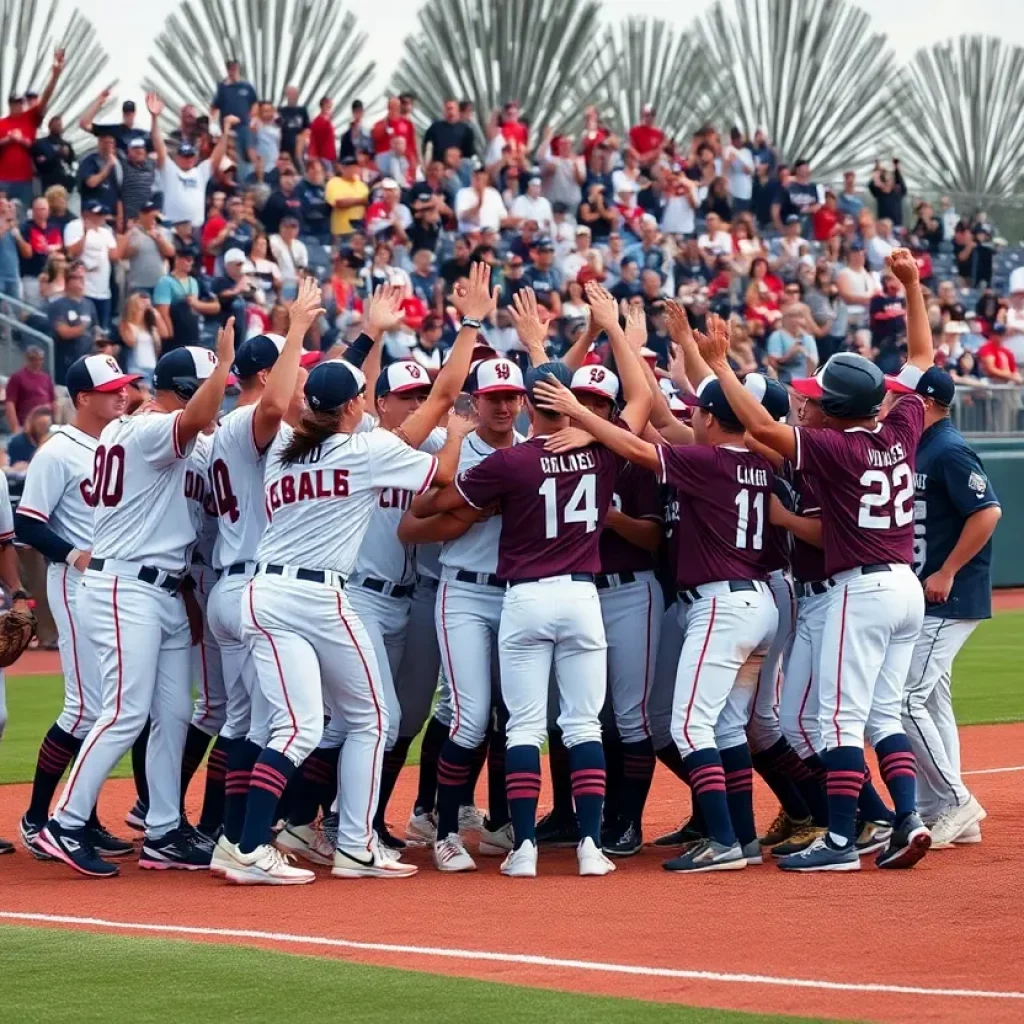 WKU baseball team celebrating on the field