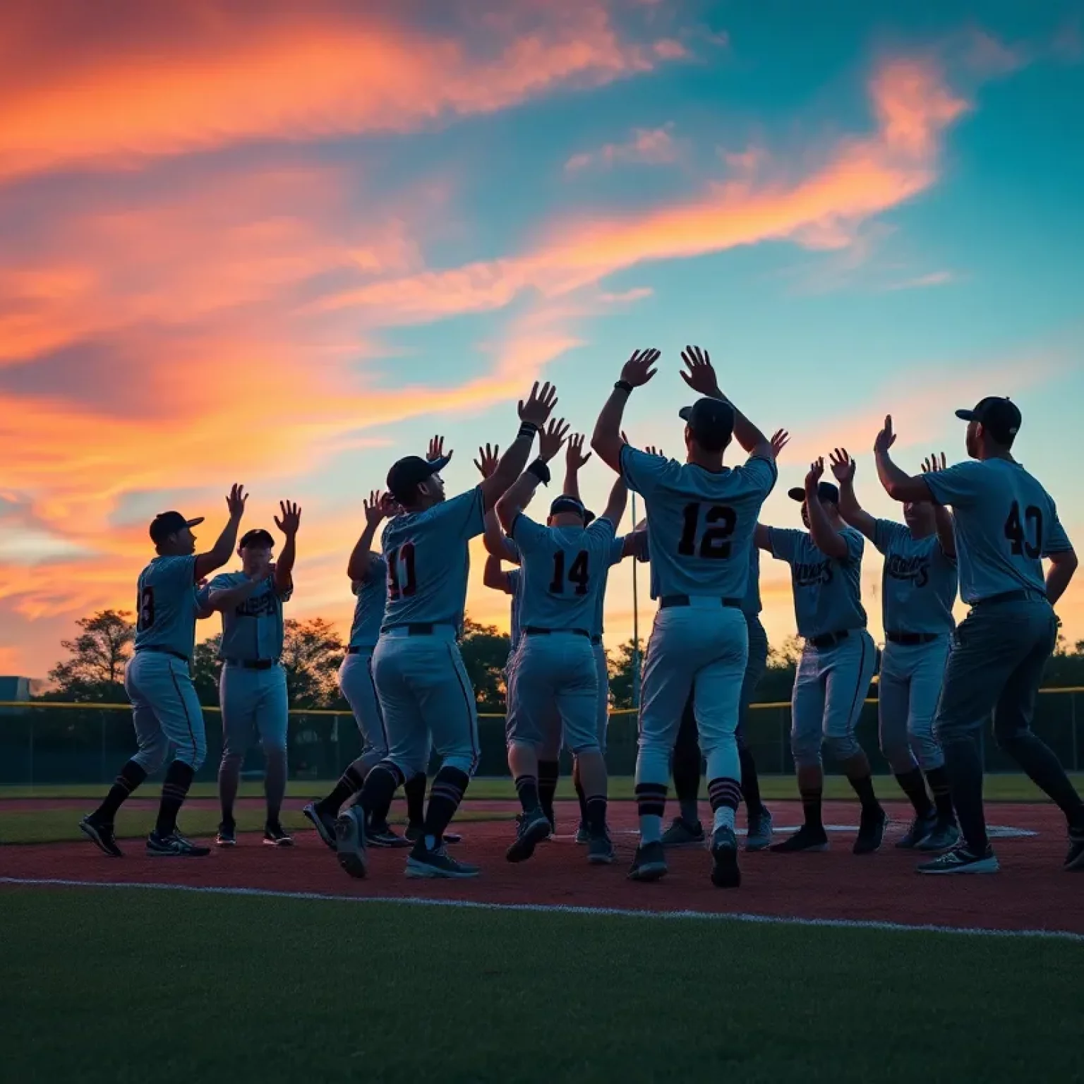WKU baseball team celebrating on the field