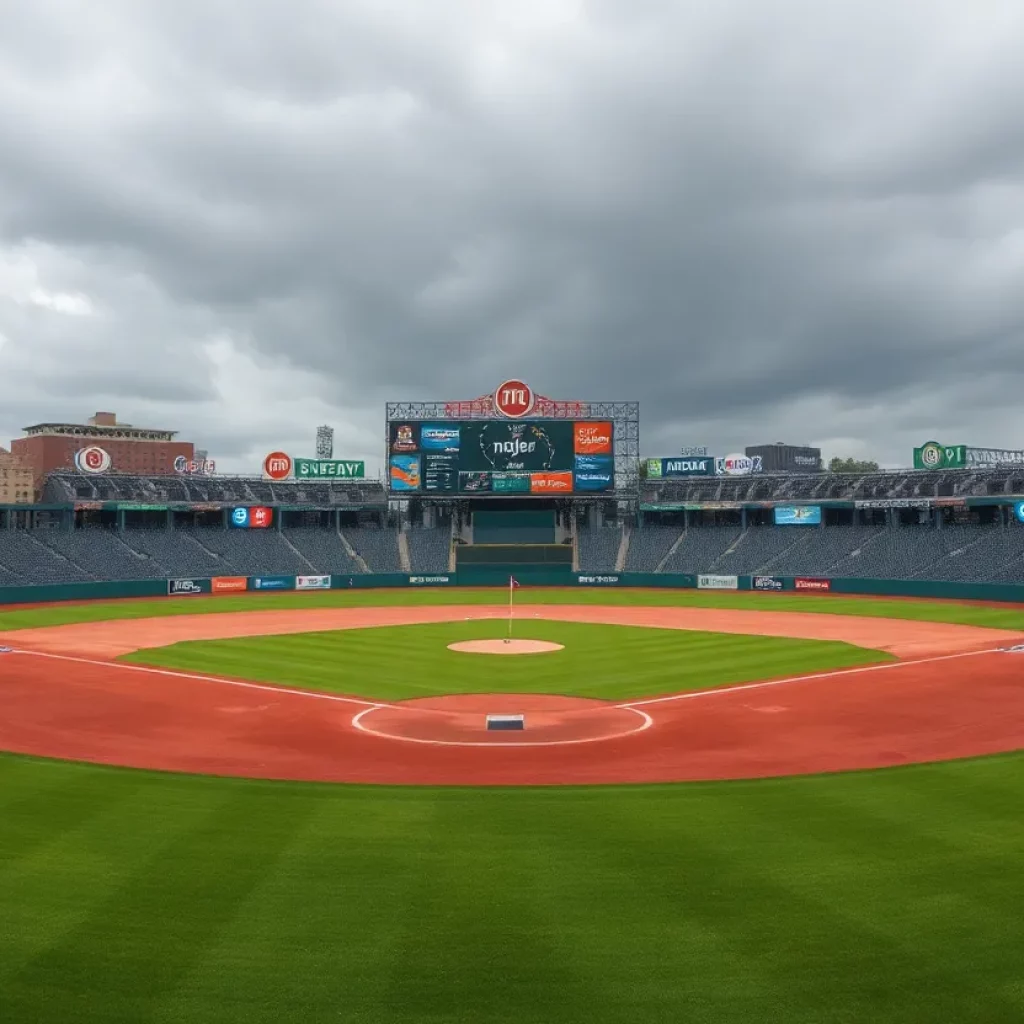 WKU baseball field with cloudy skies