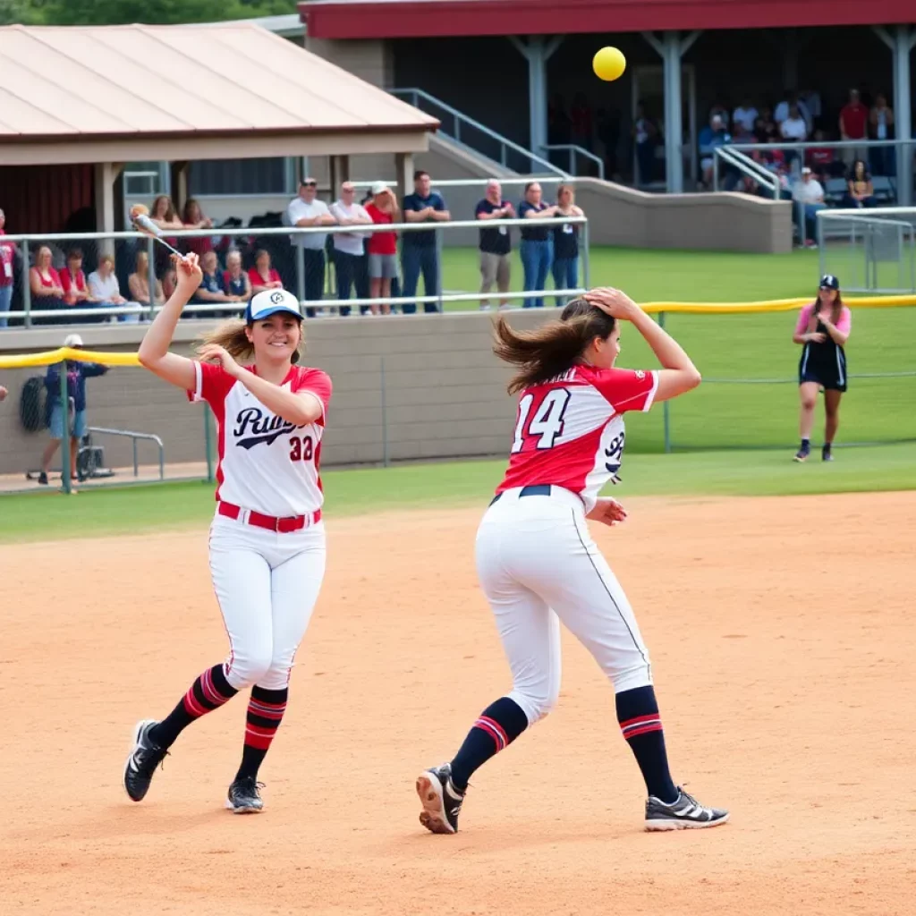 Players in action during a WKU Softball game