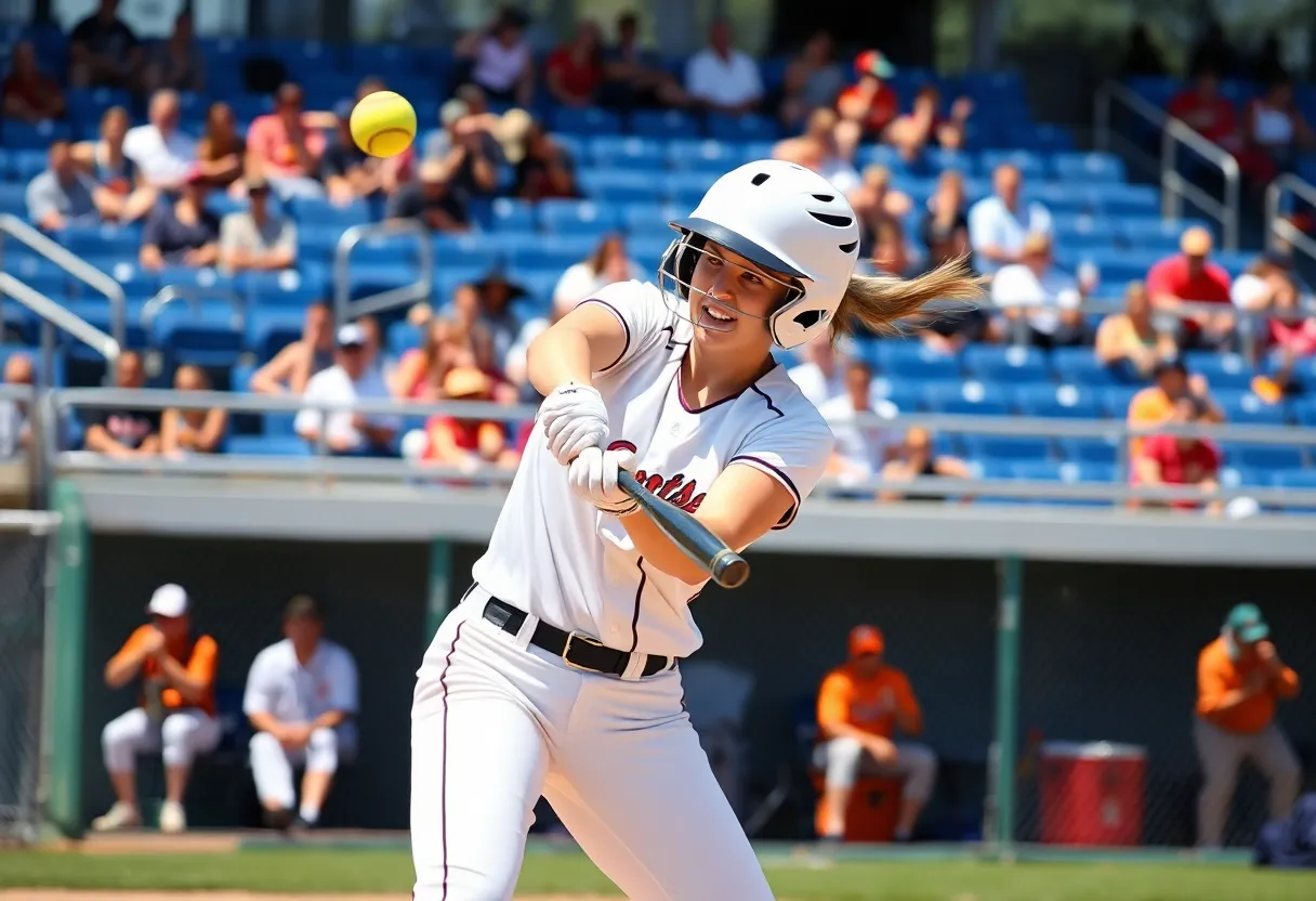 WKU Softball player in action during a game