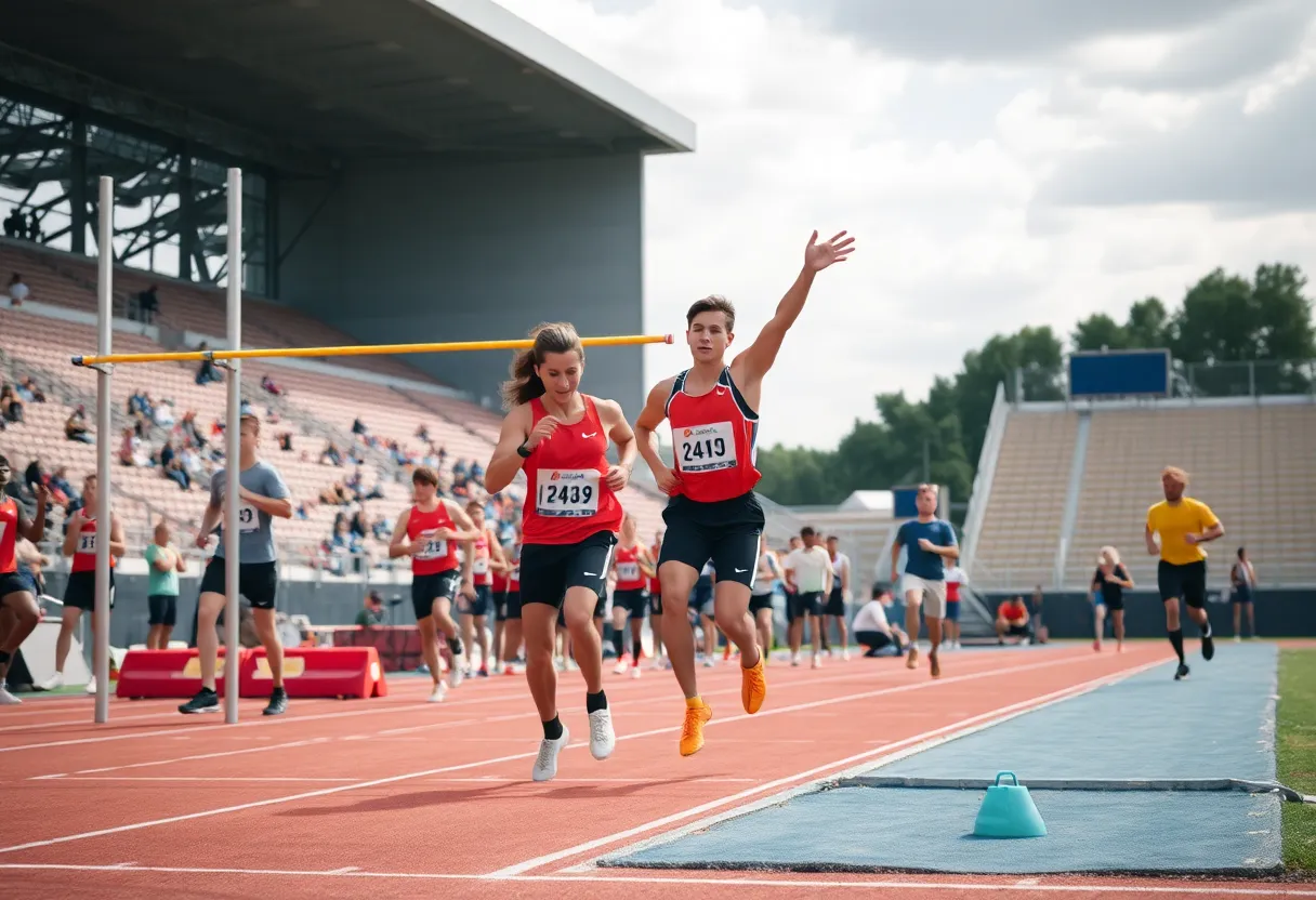 WKU athletes competing in various track and field events at the Jim Green Invitational.