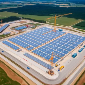 Construction site for the AESC electric vehicle battery gigafactory in Kentucky