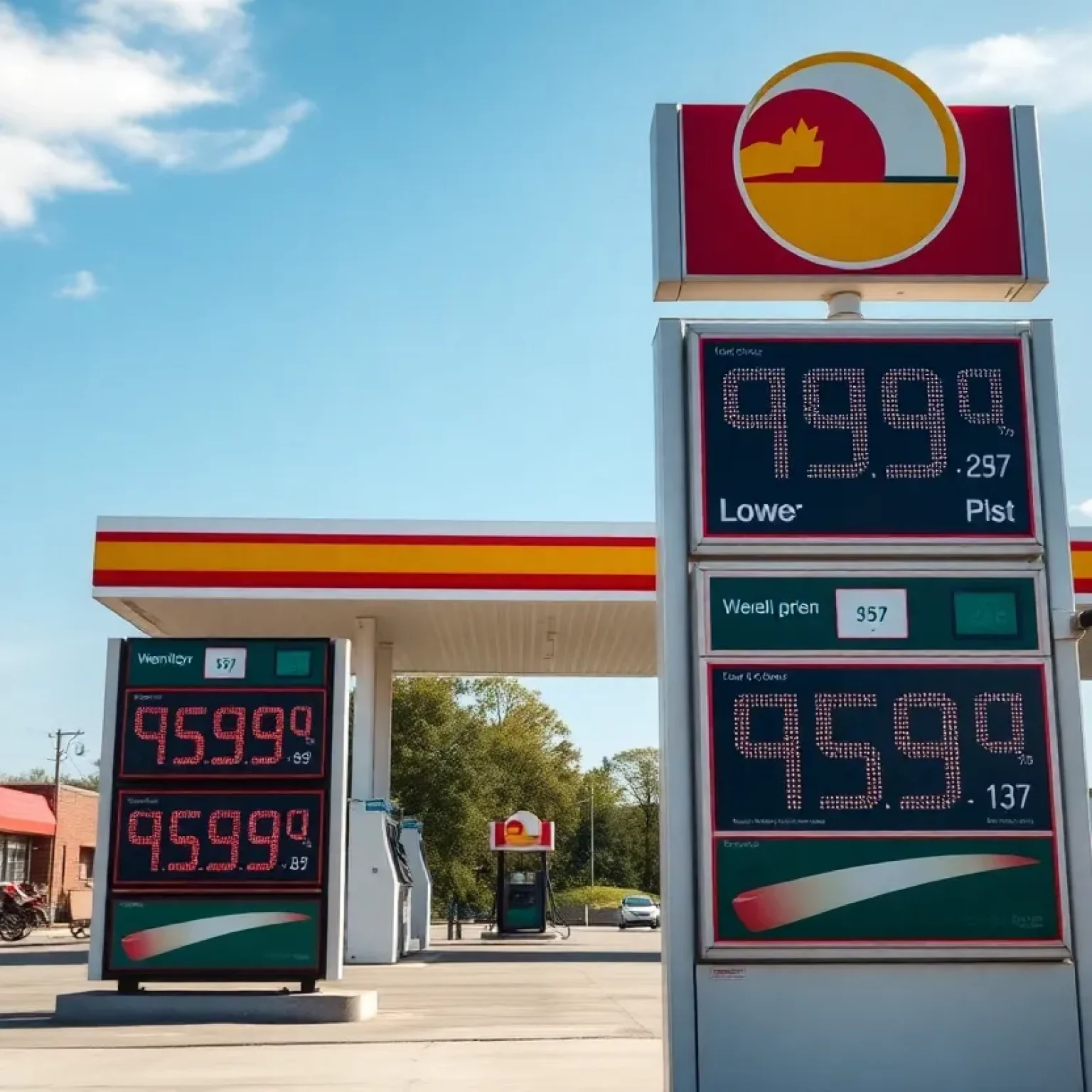 Gas station in Bowling Green KY showing current gas prices