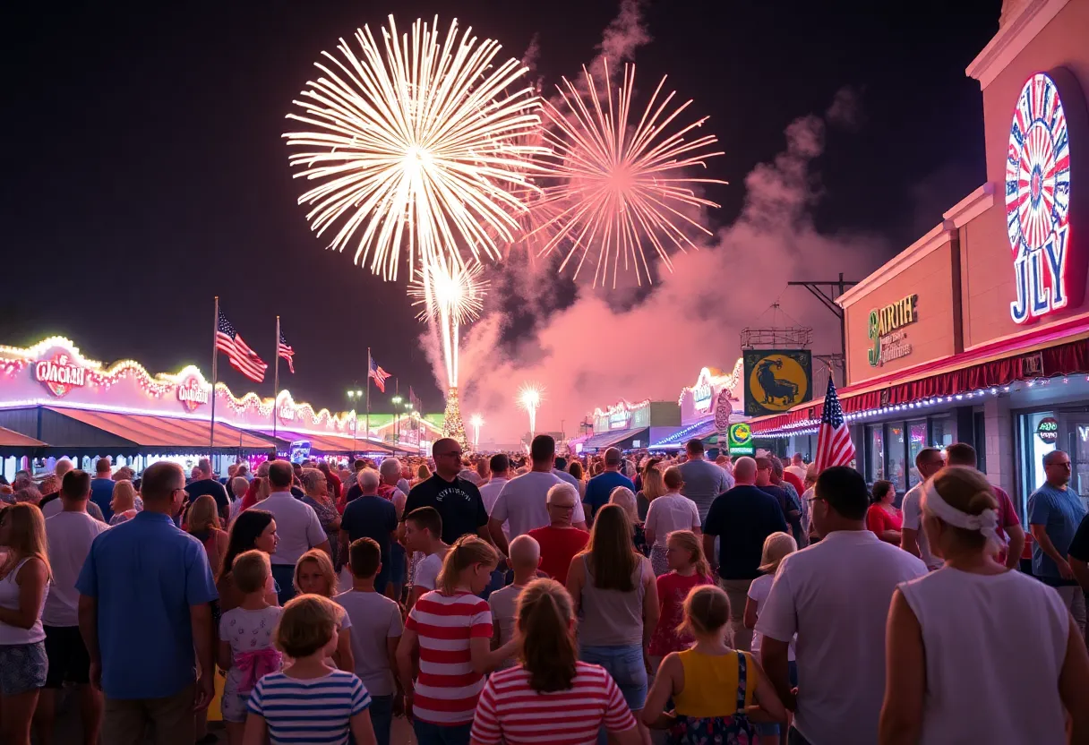 Families enjoying Fourth of July fireworks in Bowling Green, KY